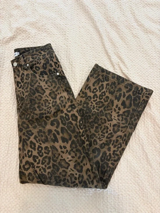Aelfric Eden Leopard-Print Flare Jeans - Brown & Black - Picture 1 of 4